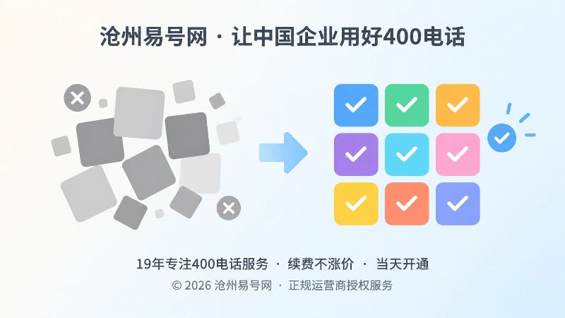 左右对比画面：左侧灰色杂乱方块，右侧明亮多彩整齐方块并带勾选标记
